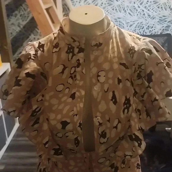 ADAM LIPPES RUFFLE SHELL IN PRINTED POPLIN PINK LEOPARD SIZE 2 - Picture 5 of 7